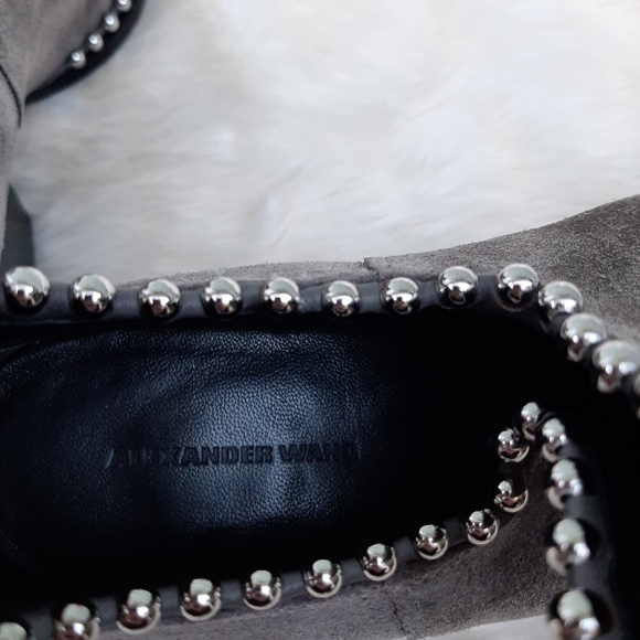 Alexander Wang Gray Ankle Boots with Silver Studs and Signature Heel - Picture 8 of 9